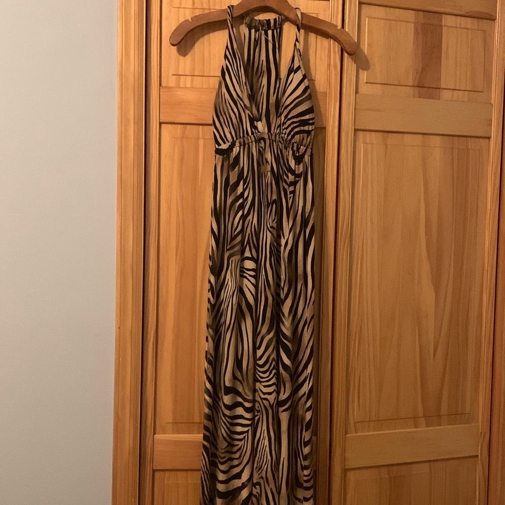 Zebra Print Maxi Dress multi color